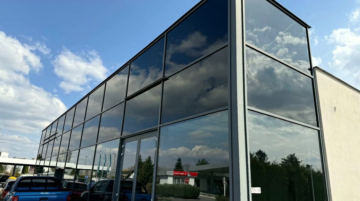 Prosklená budova C-Car v Kralupech nad Vltavou